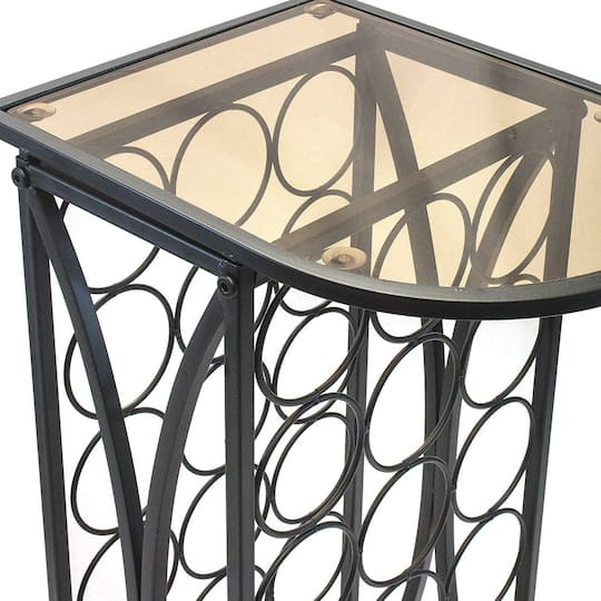 Sorbus -Bottle Metal Wine Stand with Glass Top